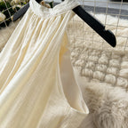 Niche Embroidered Lace-up Halter Dress