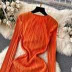 Casual Round Collar Elastic Dress