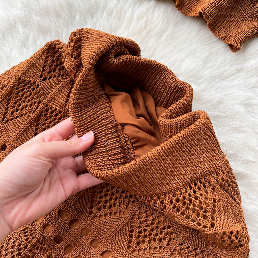 Camisole&Skirt Hollowed Knitted 2Pcs