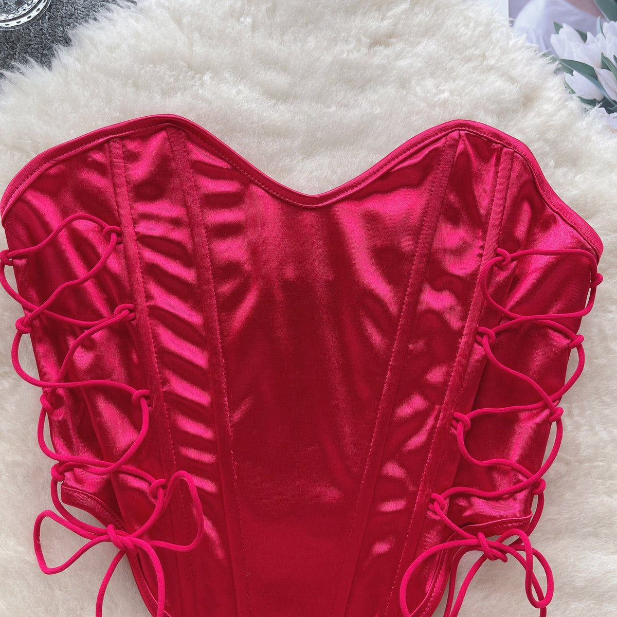 Niche Strapless Lace-up Camisole Top