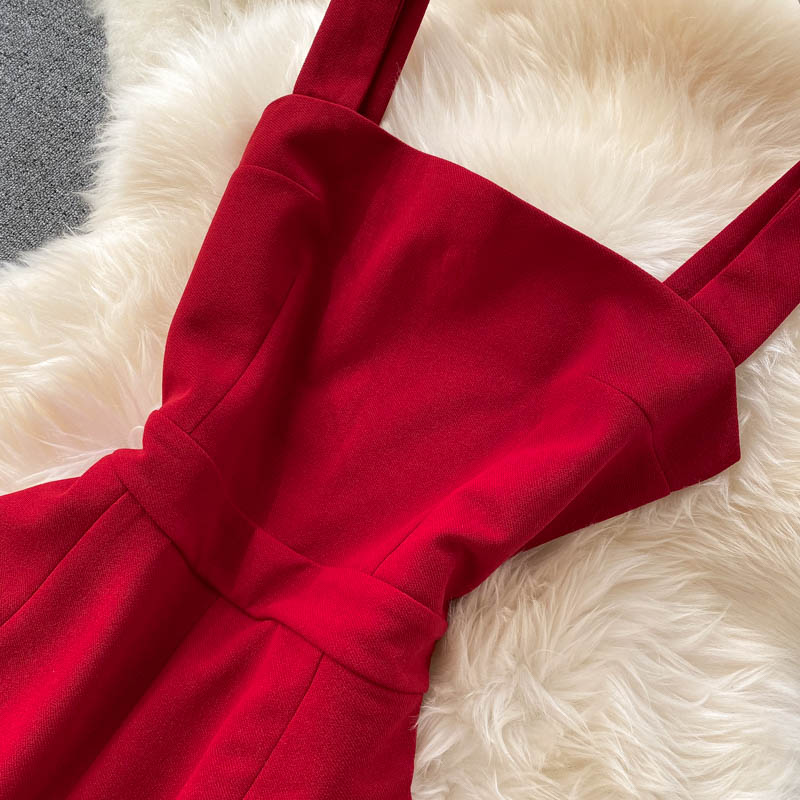 Square Neck Suspender Jumpsuit