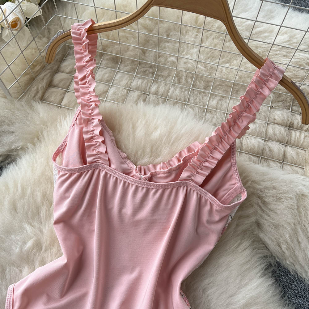 Pink Lace Embroidered Floral Jumpsuit