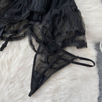 Black Lace Patchwork Halter Dress