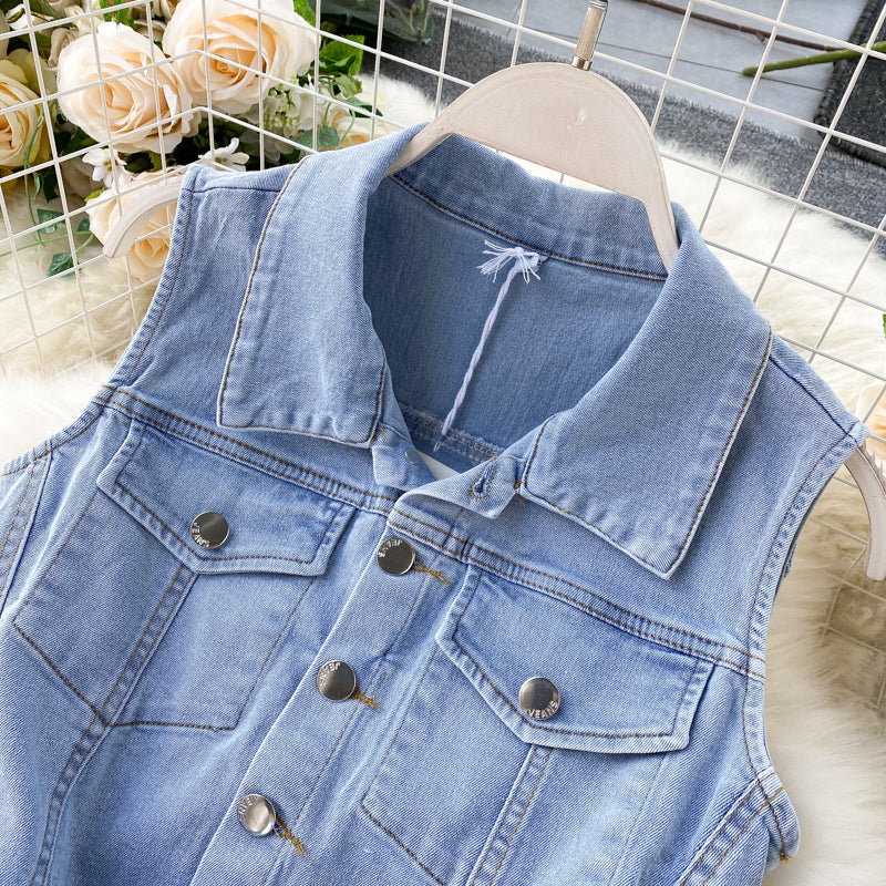 Korean Style Single-breasted Denim Jumpsuit