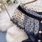 Off-shoulder Polka Dot Mesh Dress