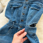 Vintage Denim Split Slip Dress