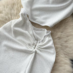 Asymmetric Slant Neckline Slit White Dress