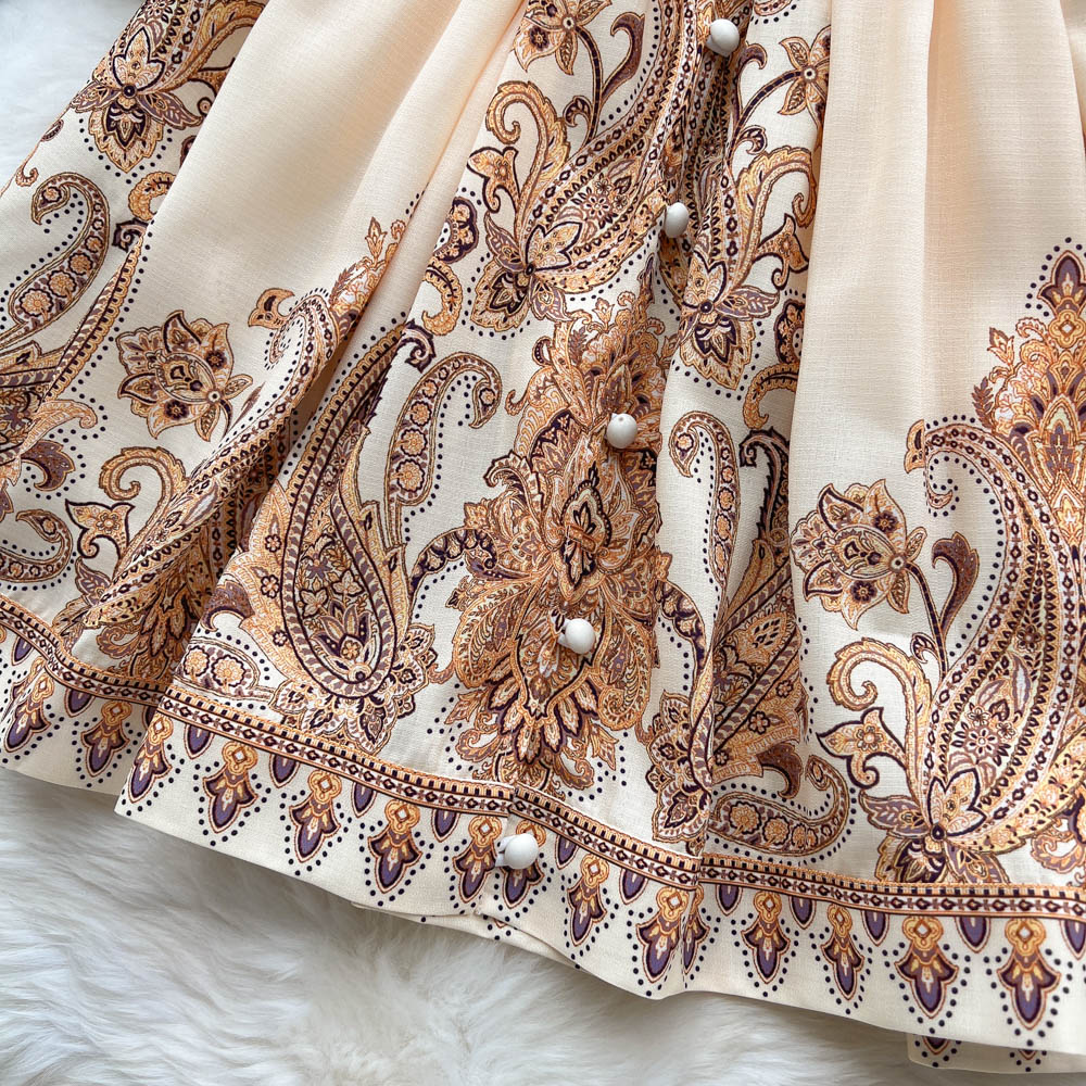 Courtly Printed Lace-up Dress
