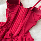 Vintage Mesh Ruffled Halter Dress