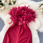 Niche Design Hairy Top Jumpsuit