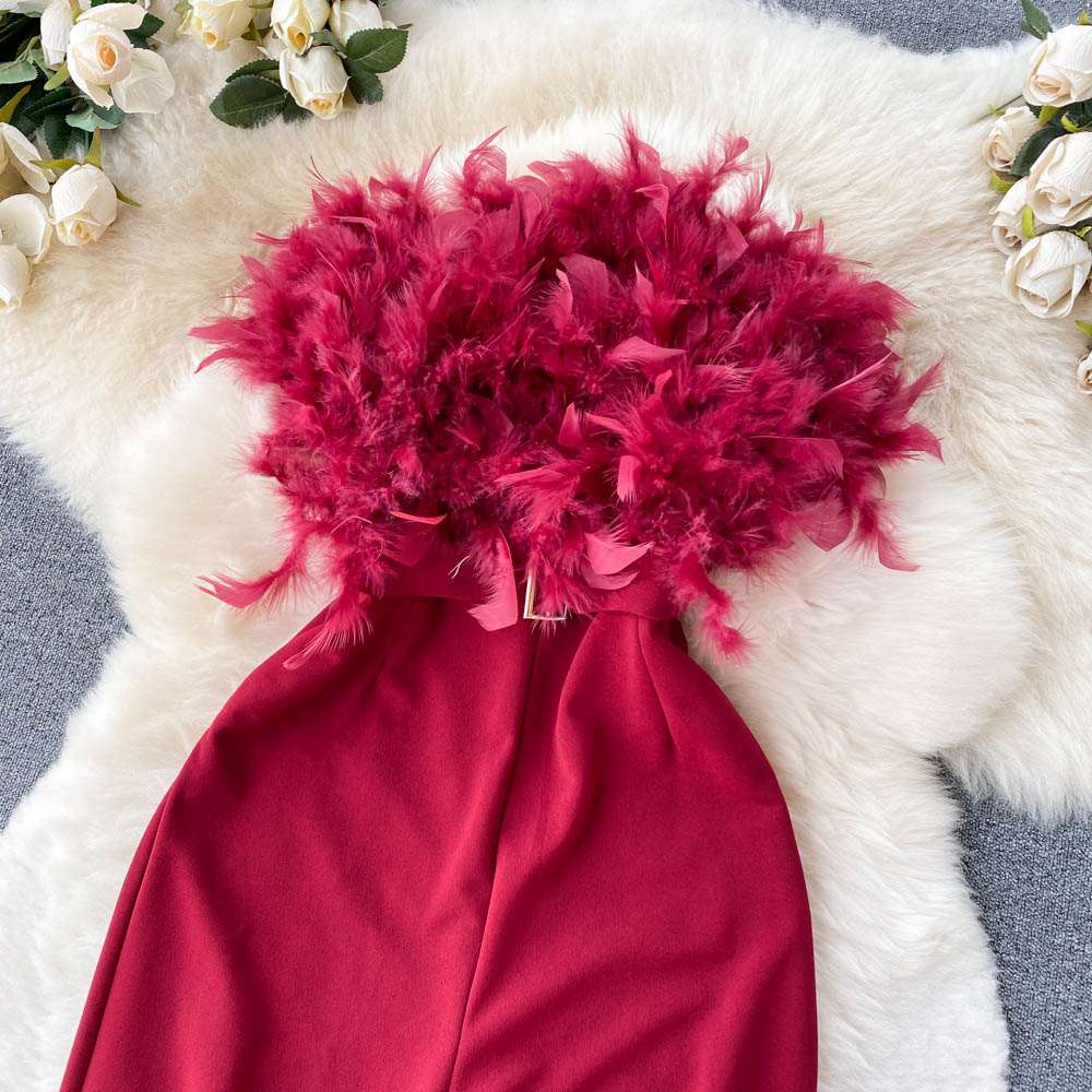 Niche Design Hairy Top Jumpsuit