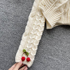 Cherry Knitted Cardigan&Camisole 2Pcs Set