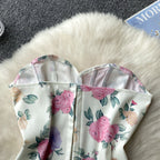 Off-shoulder Floral Printed Short Top