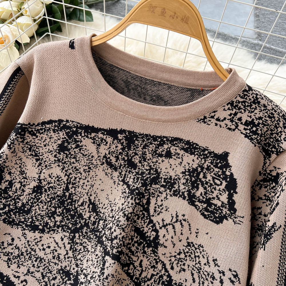 Knitted Printed Jersey&Wide-leg Trousers 2Pcs