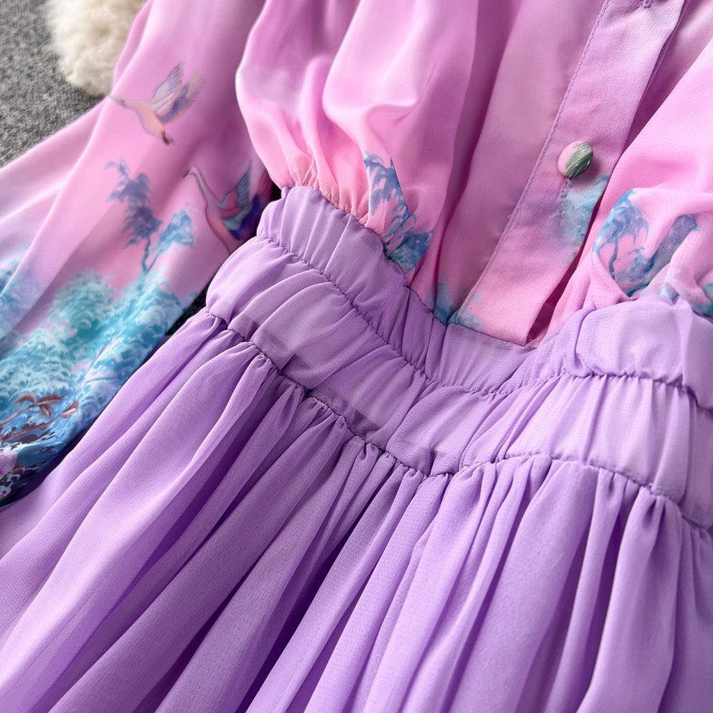 Courtly Stretchy Floral Chiffon Dress