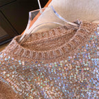 Elegant Sequined Short Pullover Knitwear