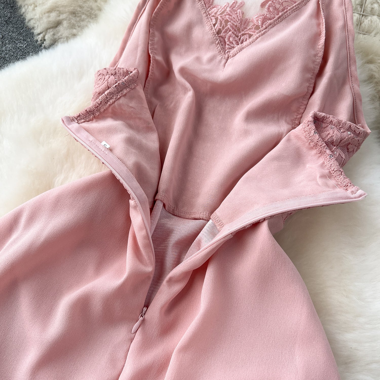 Embroidered Backless Split Halter Dress