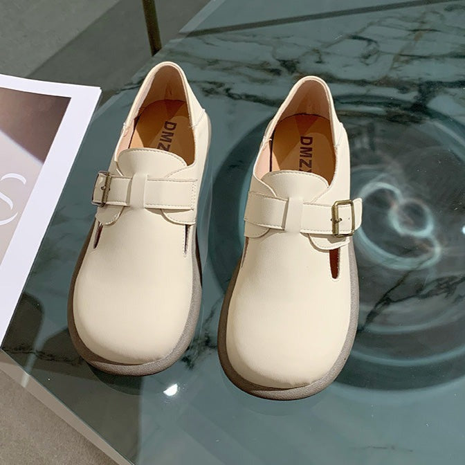 Round-toe Lace-up Flat Soft PU Shoes