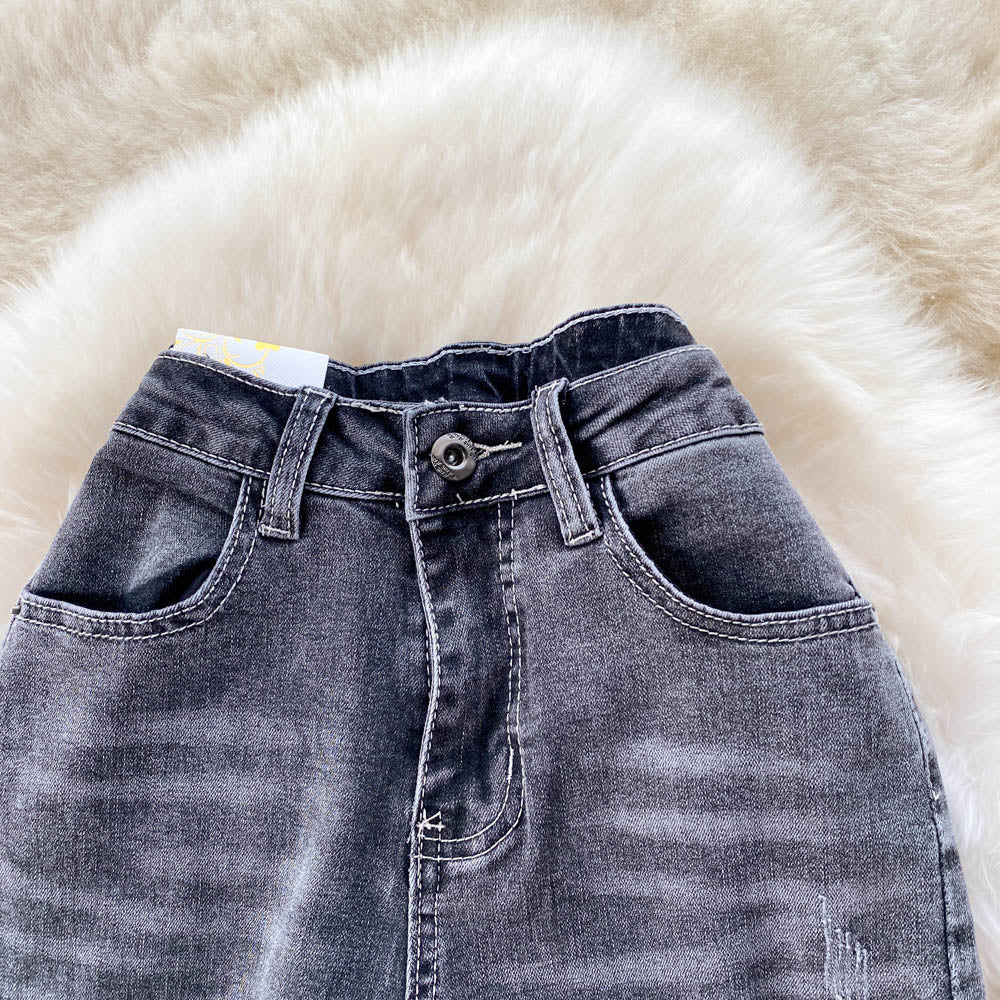 Patchwork Ruffle-trimmed Flared Jeans