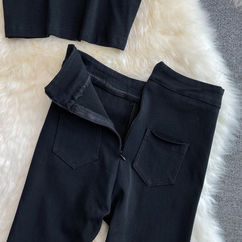 Two-piece Suit Of Sleeveless Vest And High-waist Stretch Trousers