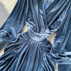 V-neck Waist Velvet Dress