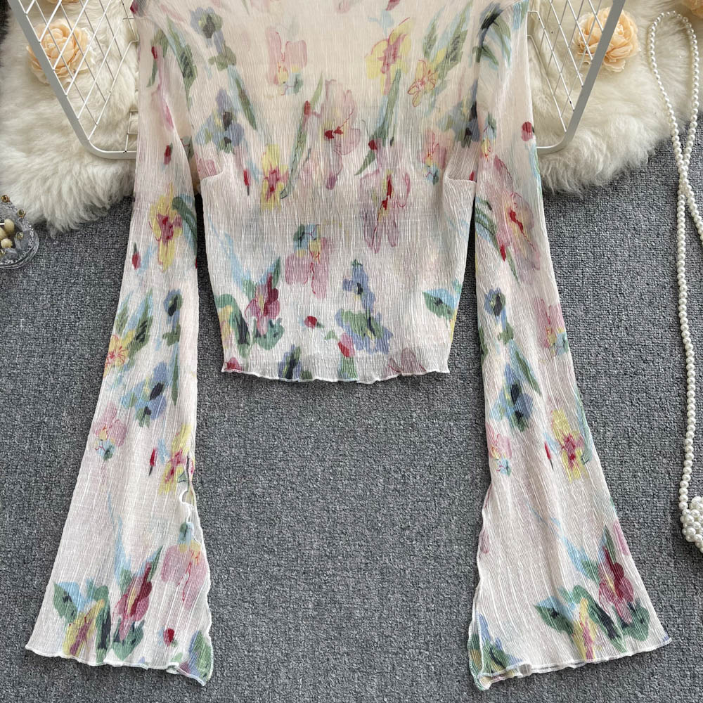 Chic Printed Floral Sun-protection Top