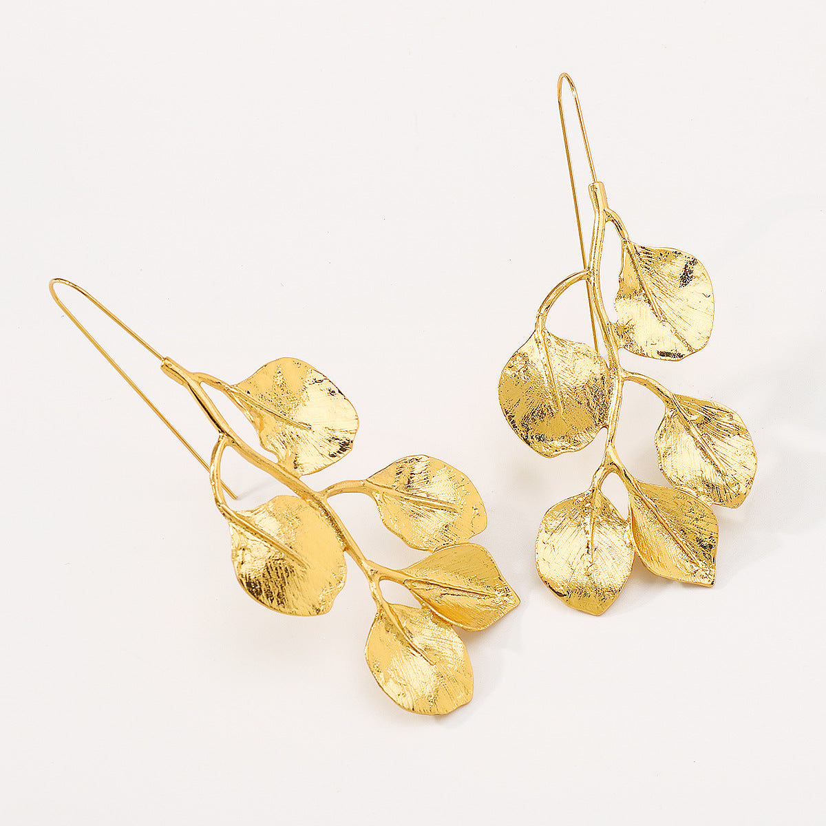 Elegant Metallic Leaves Necklace&Earrings