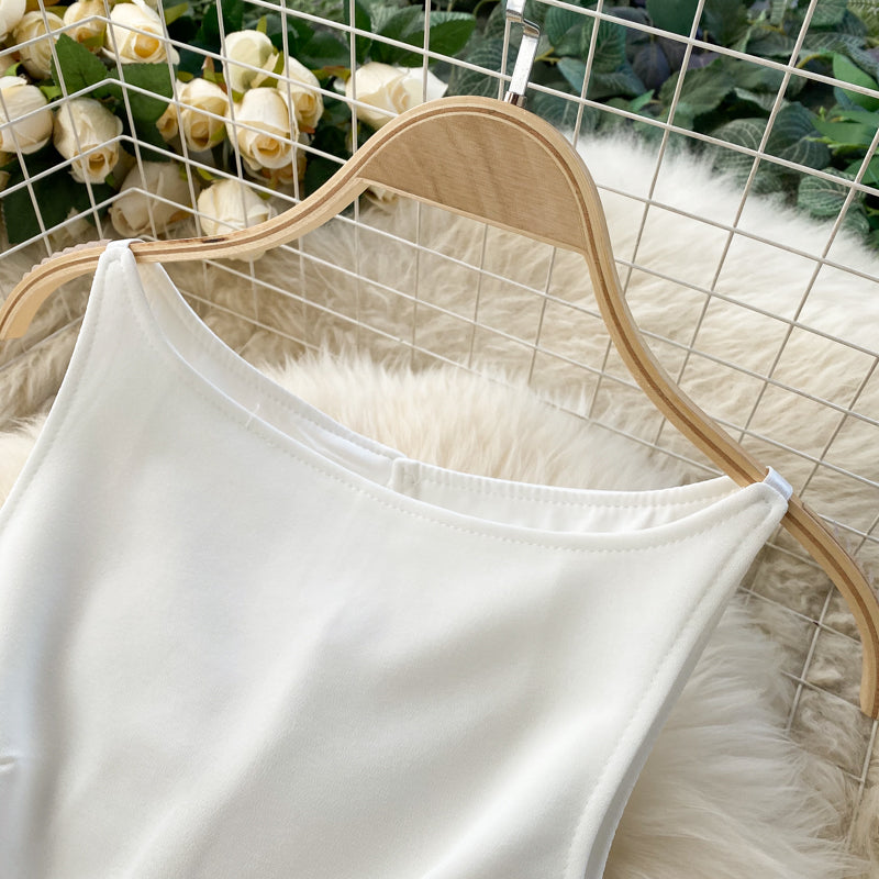 Solid Color Vest&Hip-wrapping Skirt 2Pcs