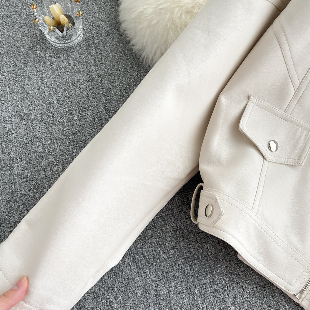 Vintage Short Pu Leather Jacket