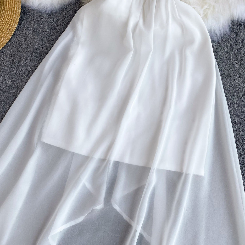 Off-shoulder Mesh Patchwork Dress