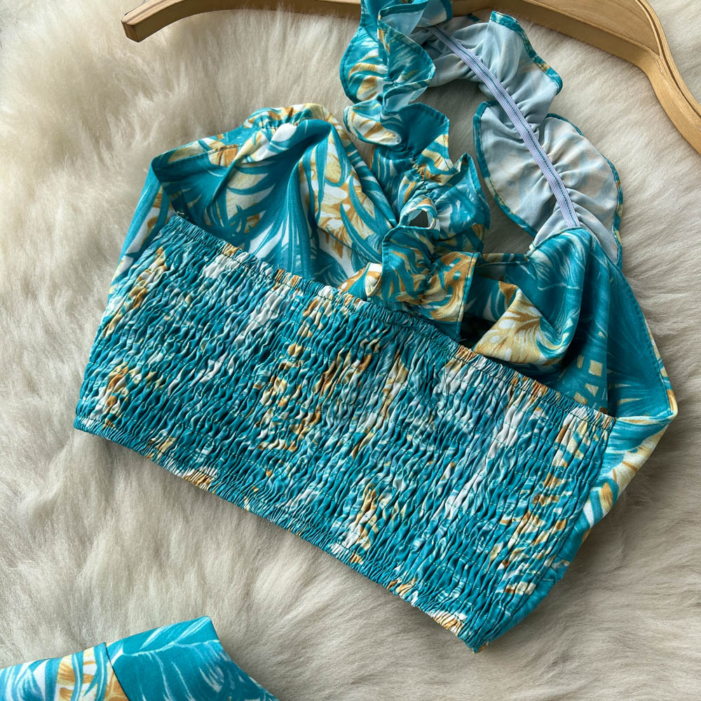 Printed Halter Top&Skirt 2Pcs Set