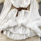 Sweetie Lace-up Ruffled White Dress