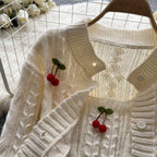 Cherry Knitted Cardigan&Camisole 2Pcs Set
