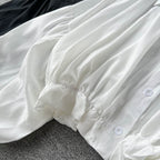 Puffy Sleeve Lapeled Short Blouse