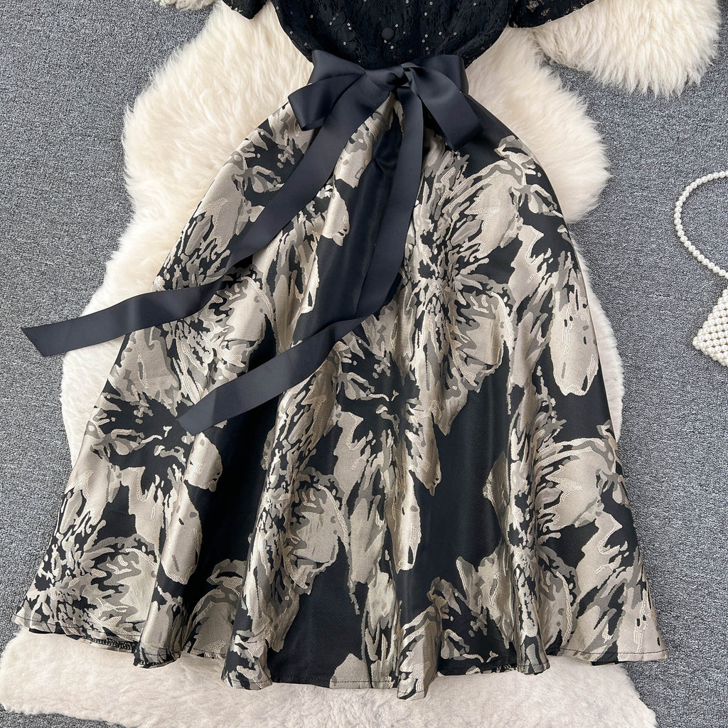 Elegant Hollowed Patchwork Lace Dress