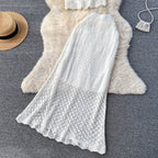 Crochet Top&Fishtail Skirt 2Pcs Set