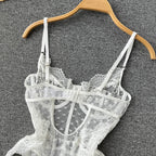 Chic White Lace Bustier Jumpsuit