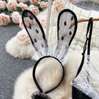 Cute Bunny Costume Lace Patchwork Jumpsuit