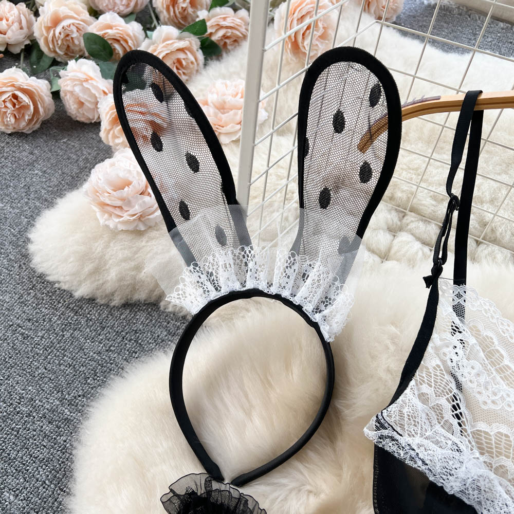 Cute Bunny Costume Lace Patchwork Jumpsuit