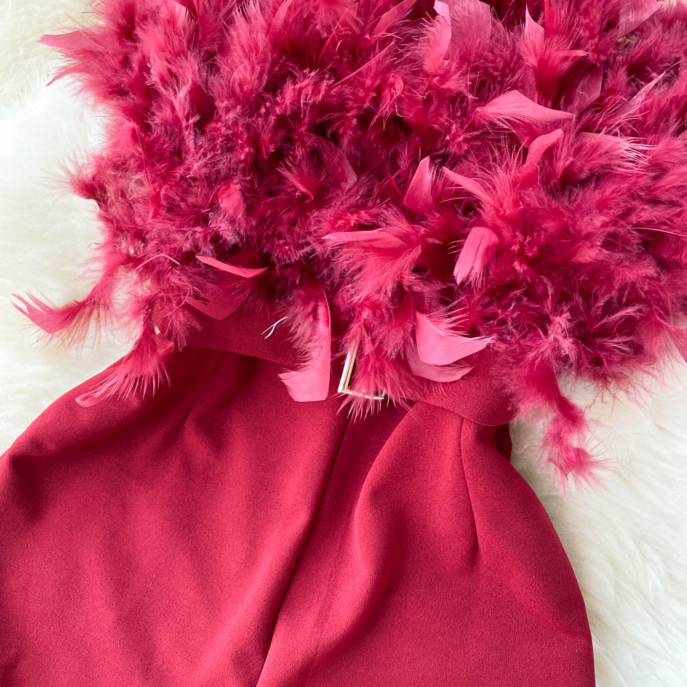 Niche Design Hairy Top Jumpsuit