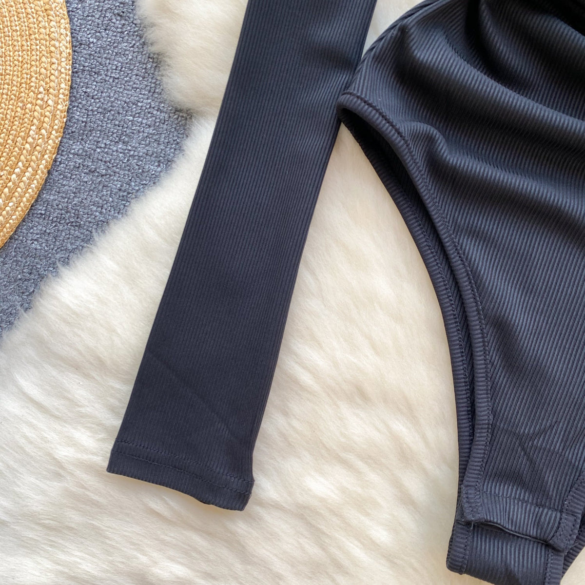 Hollowed Slim-fit Black One-piece Lingerie
