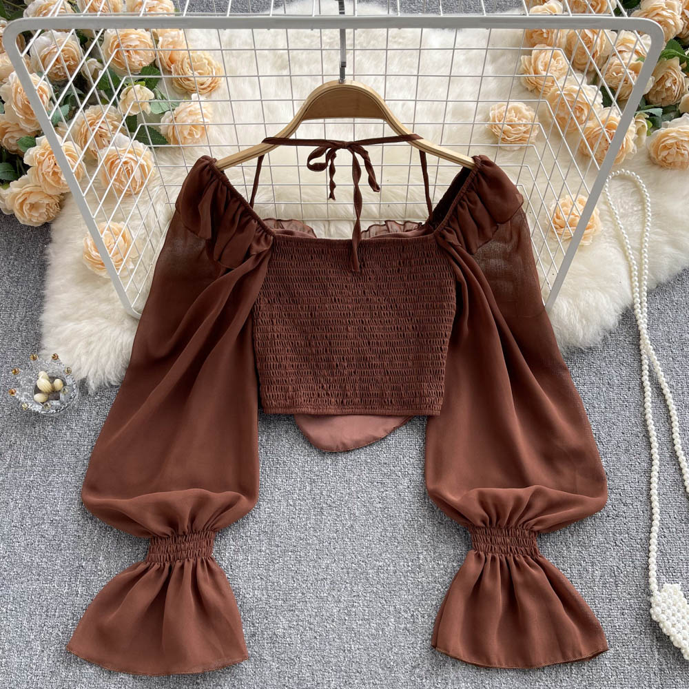 Loose Lace-up Halter Shirt