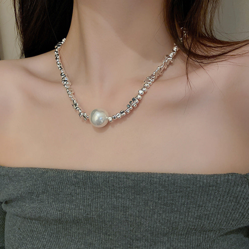 Irregular Patchwork Pearl Necklace&Bracelet