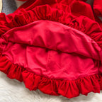 Vintage V-neck Puffy Suede Dress