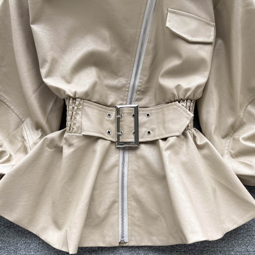 Niche Waist-slimming Leather Jacket