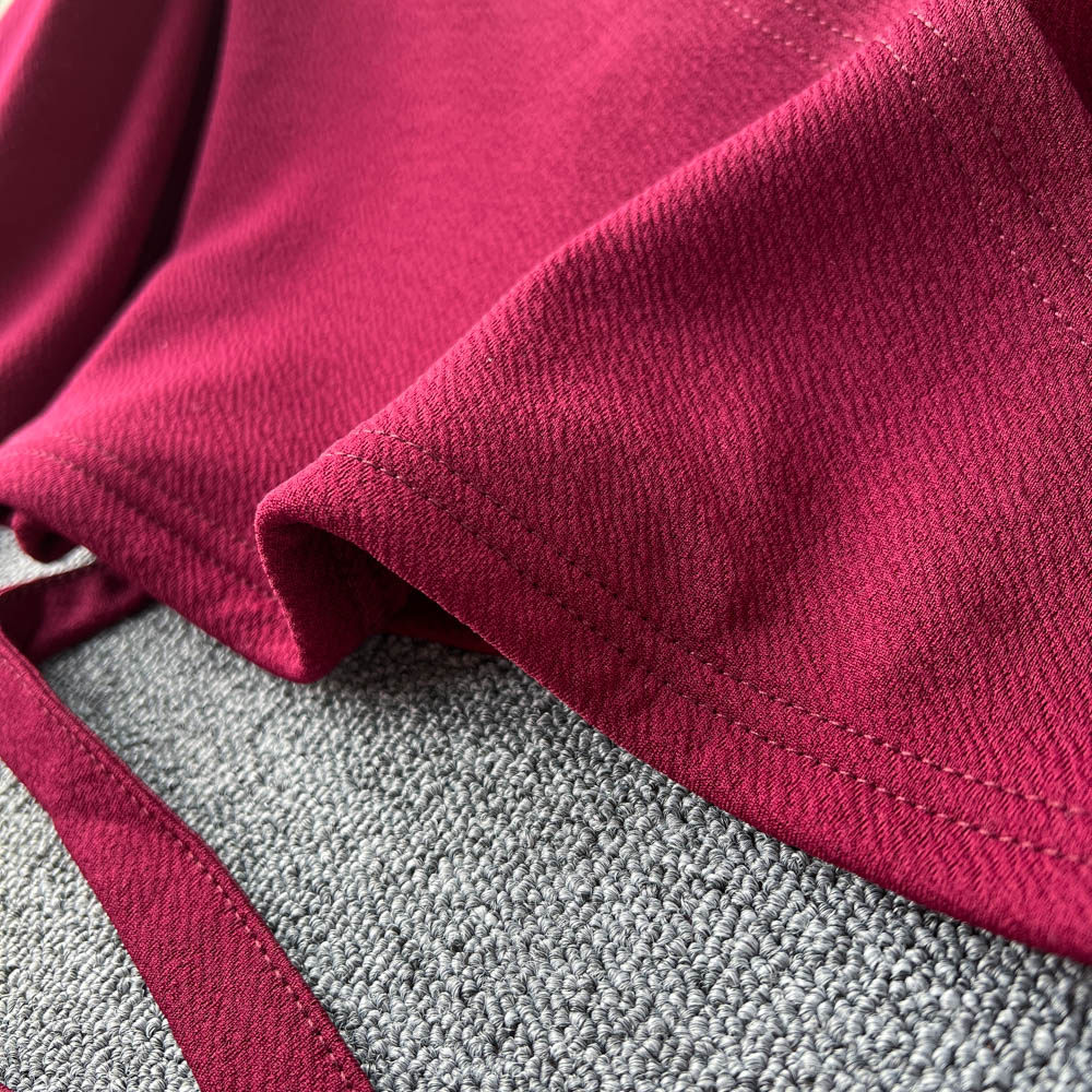 Drawstring V-neck Long-sleeve Top
