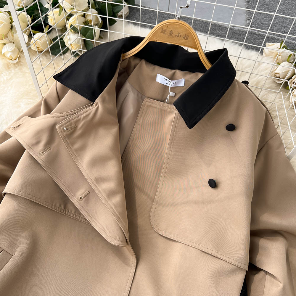 High-end Color Blocking Trench Coat