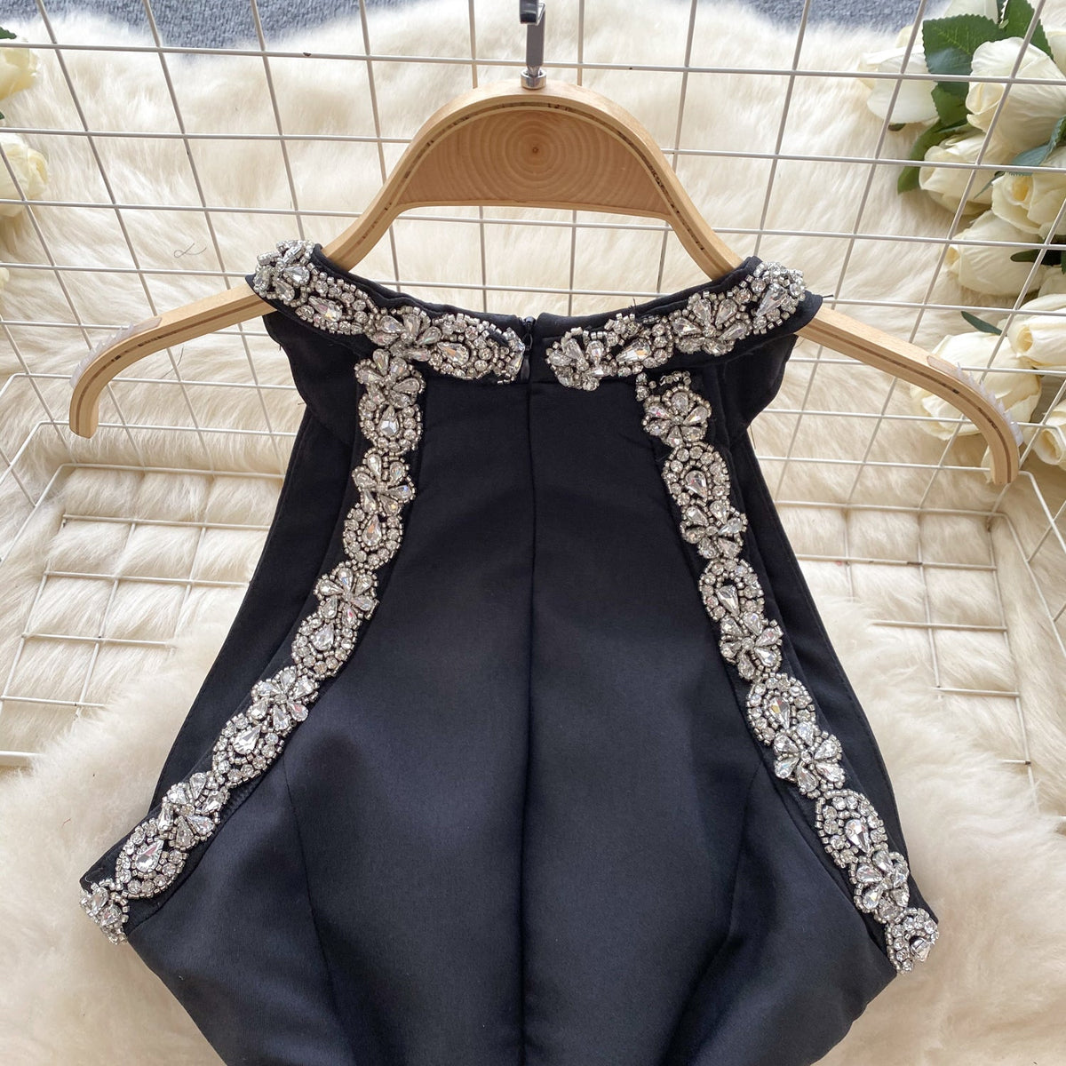 Beaded Tassel Sleeveless Halter Dress