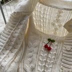 Cherry Knitted Cardigan&Camisole 2Pcs Set