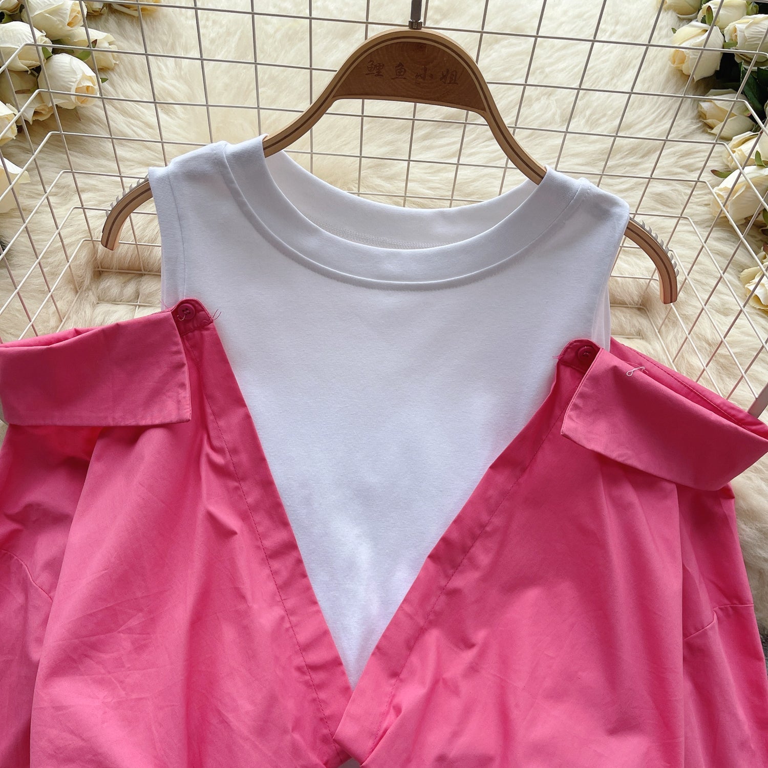 Faux Two-pieces Color Blocking Patchwork Top